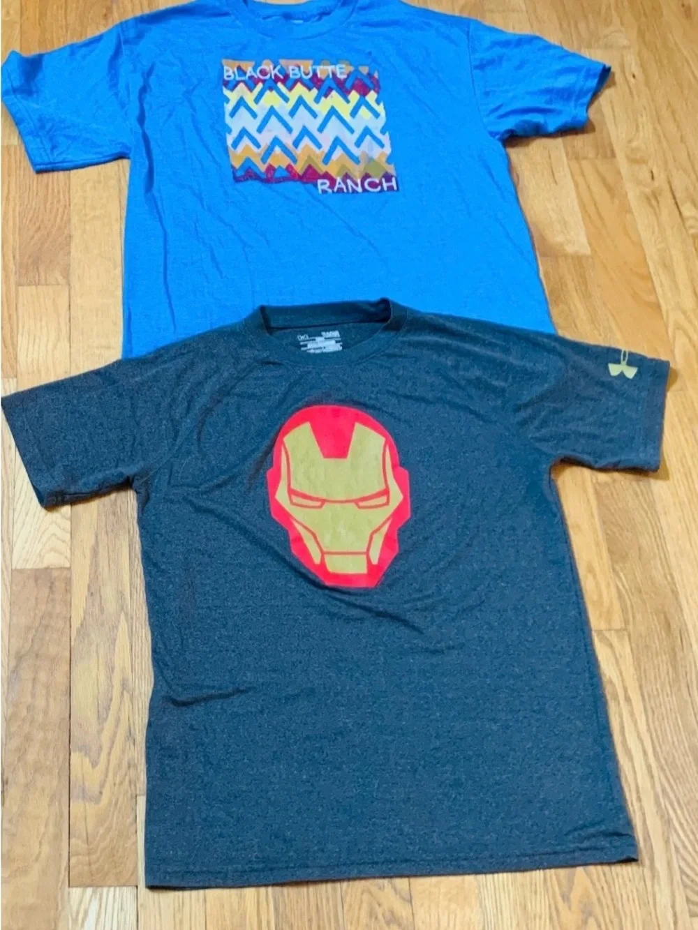 Boys L Activewear Lot: Under Armour Iron Man Tee, Black Butte Shirt &Jogger Pant